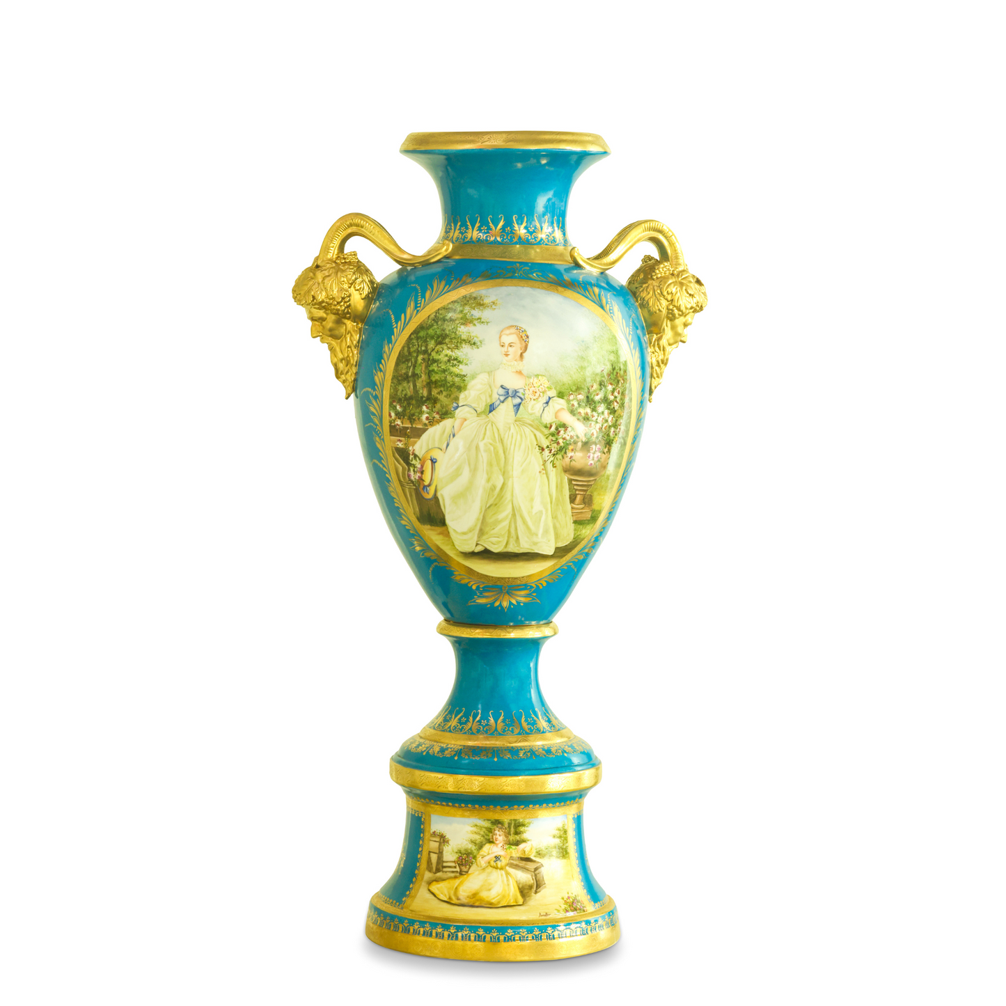 Hand-Painted Rococo Style Porcelain Vase