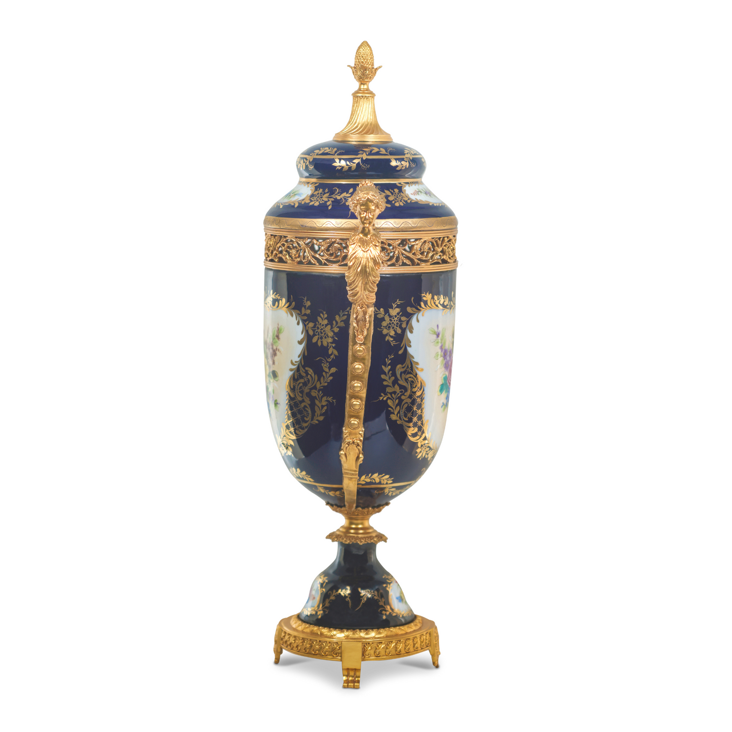 Hand-painted Potpourri Porcelain And Bronze Jar