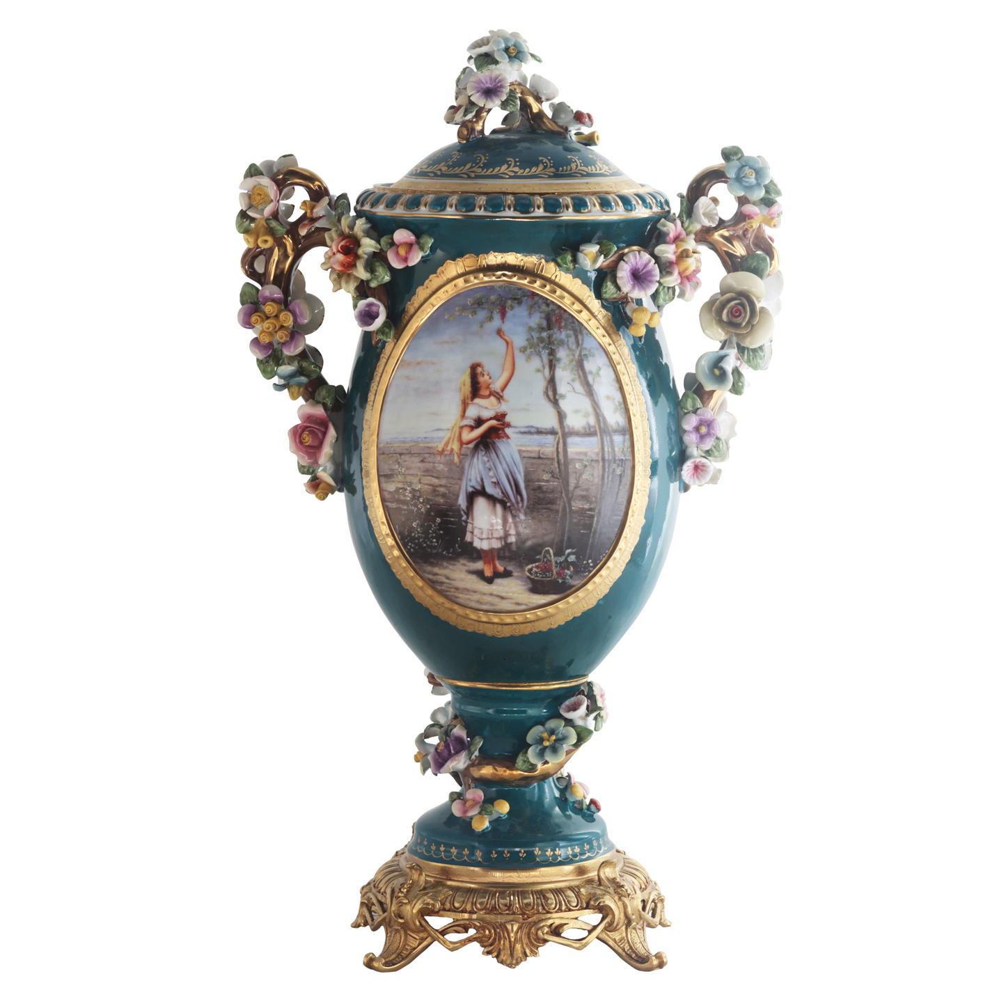 Porcelain Flower Three Dimensional Floral Urn