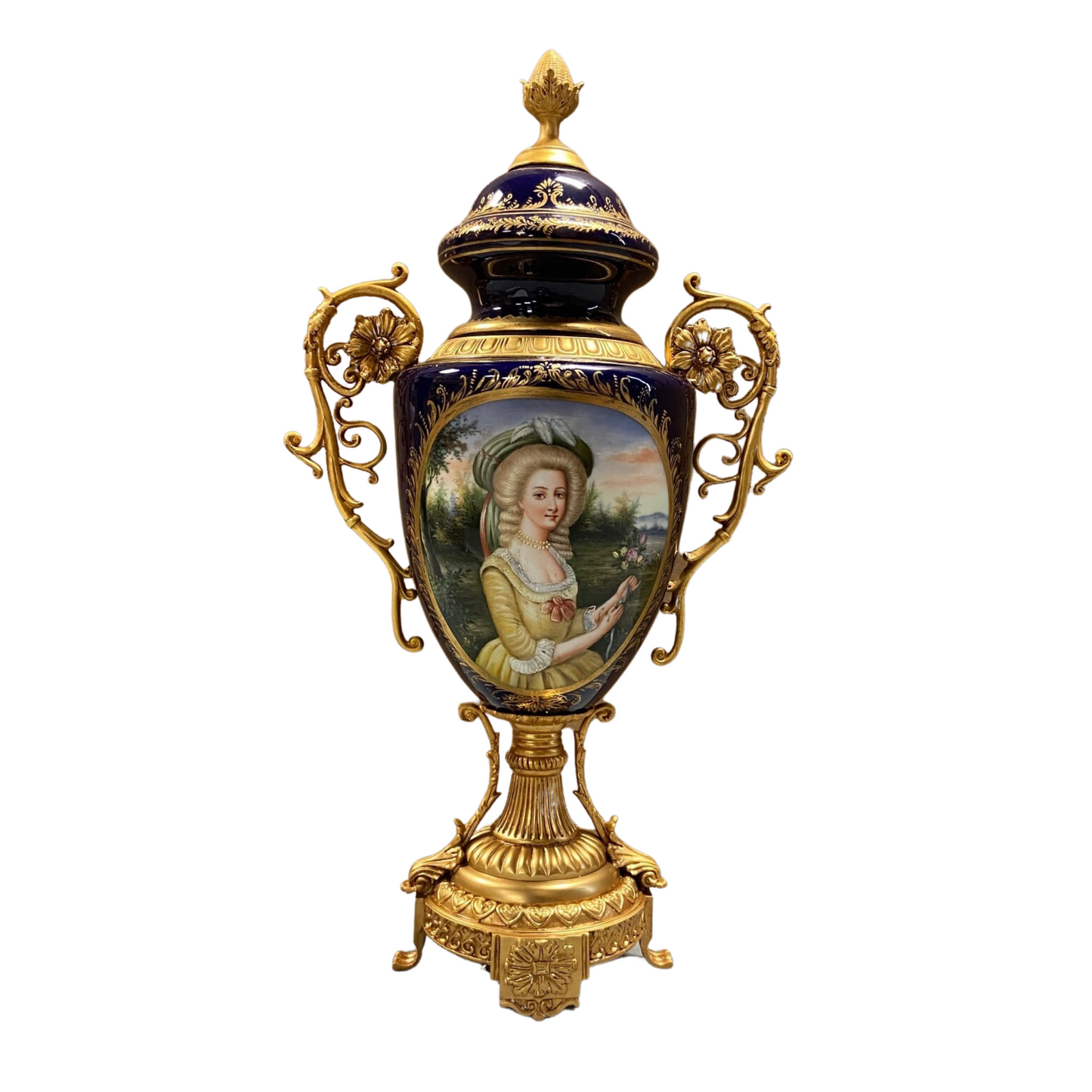 Bronze Handle Rococo Porcelain Vase