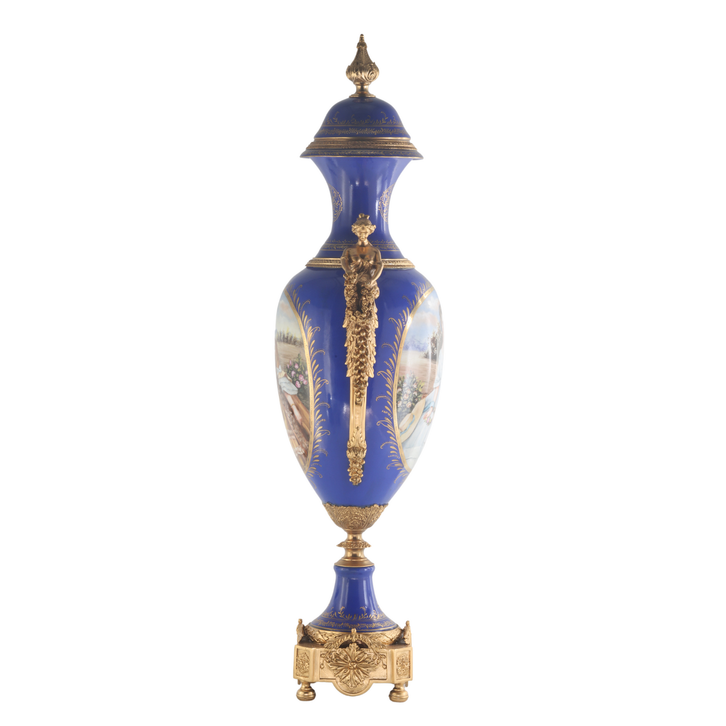 Striking Porcelain And Bronze Cherub Handle Vase