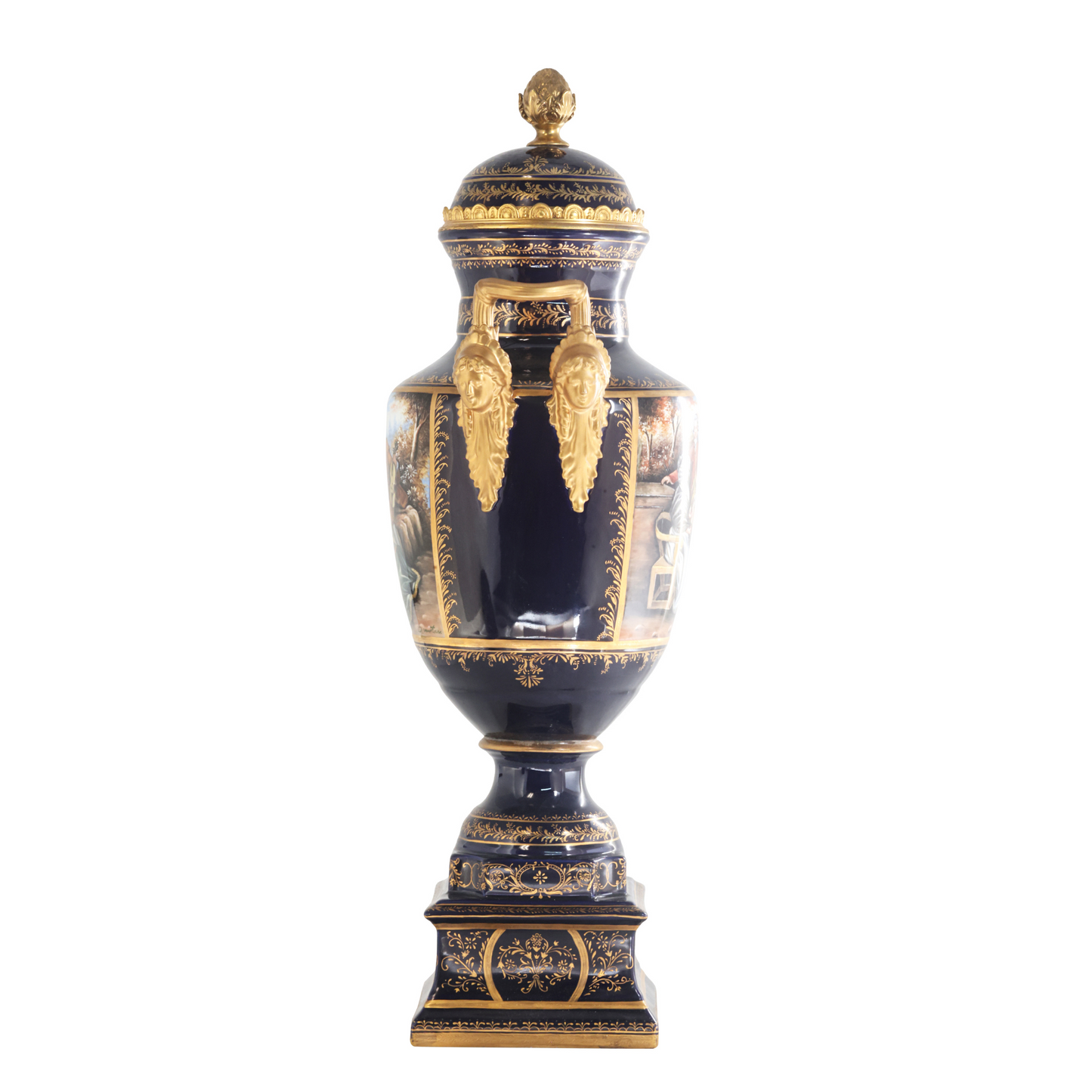 Gorgeous Hand Painted Porcelain And Bronze Vase