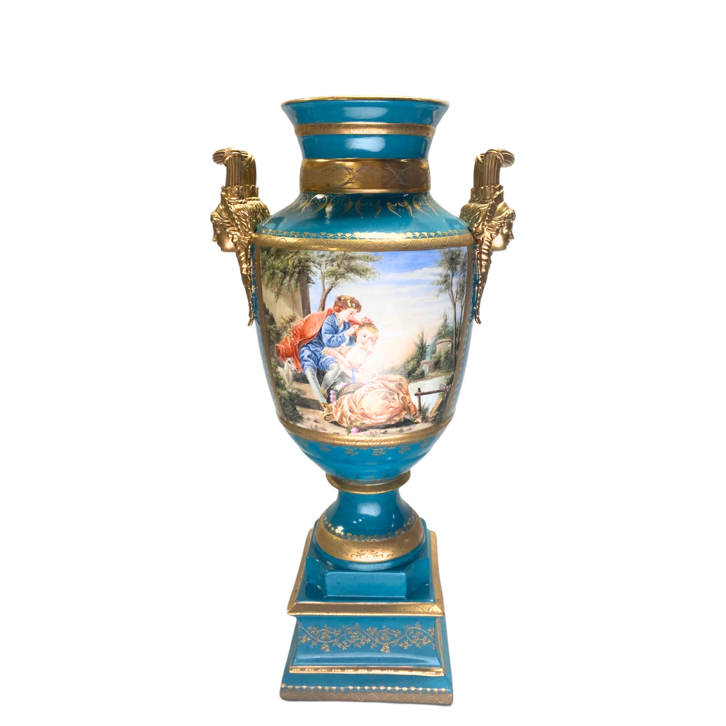 Gorgeous Hand-painted Porcelain And Bronze Vase