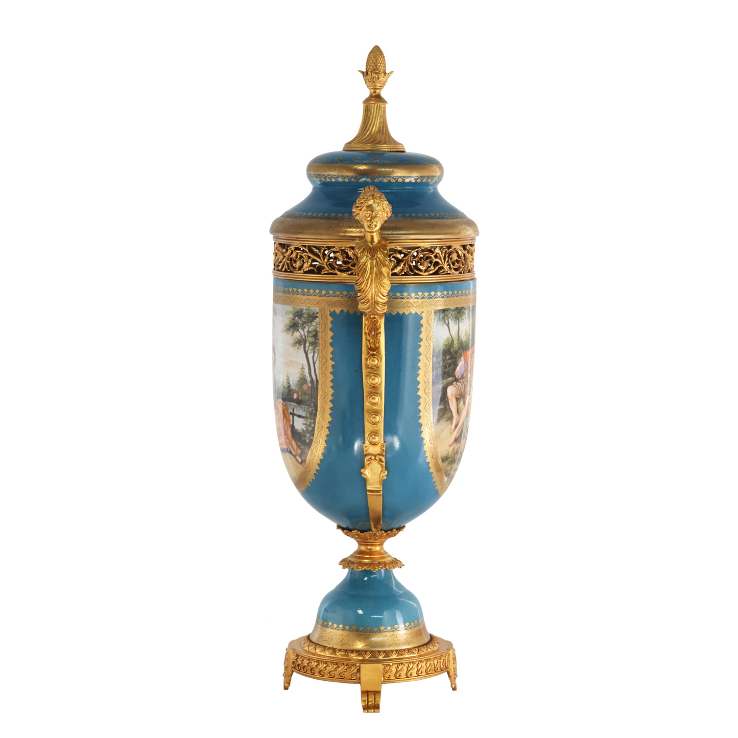 Potpourri Hand-painted Porcelain And Bronze Jar