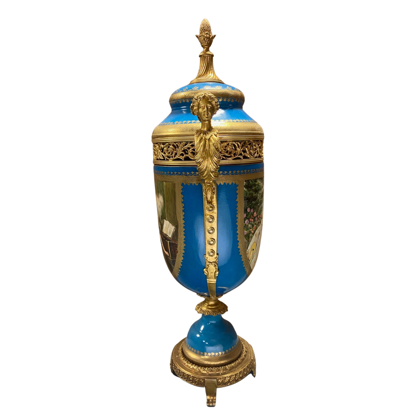 Hand-painted Potpourri Porcelain And Bronze Urn