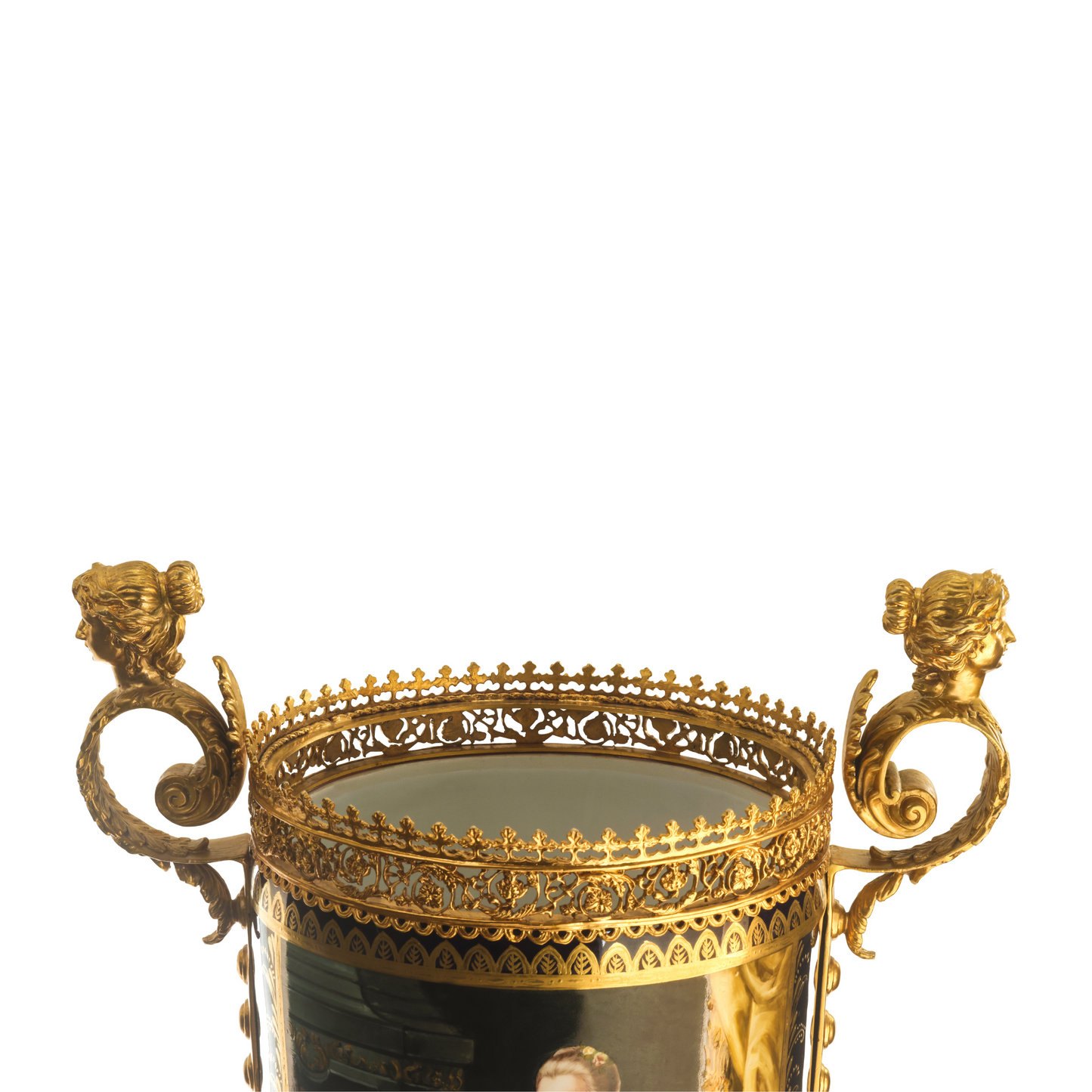 Potpourri Hand-painted Porcelain And Bronze Urn