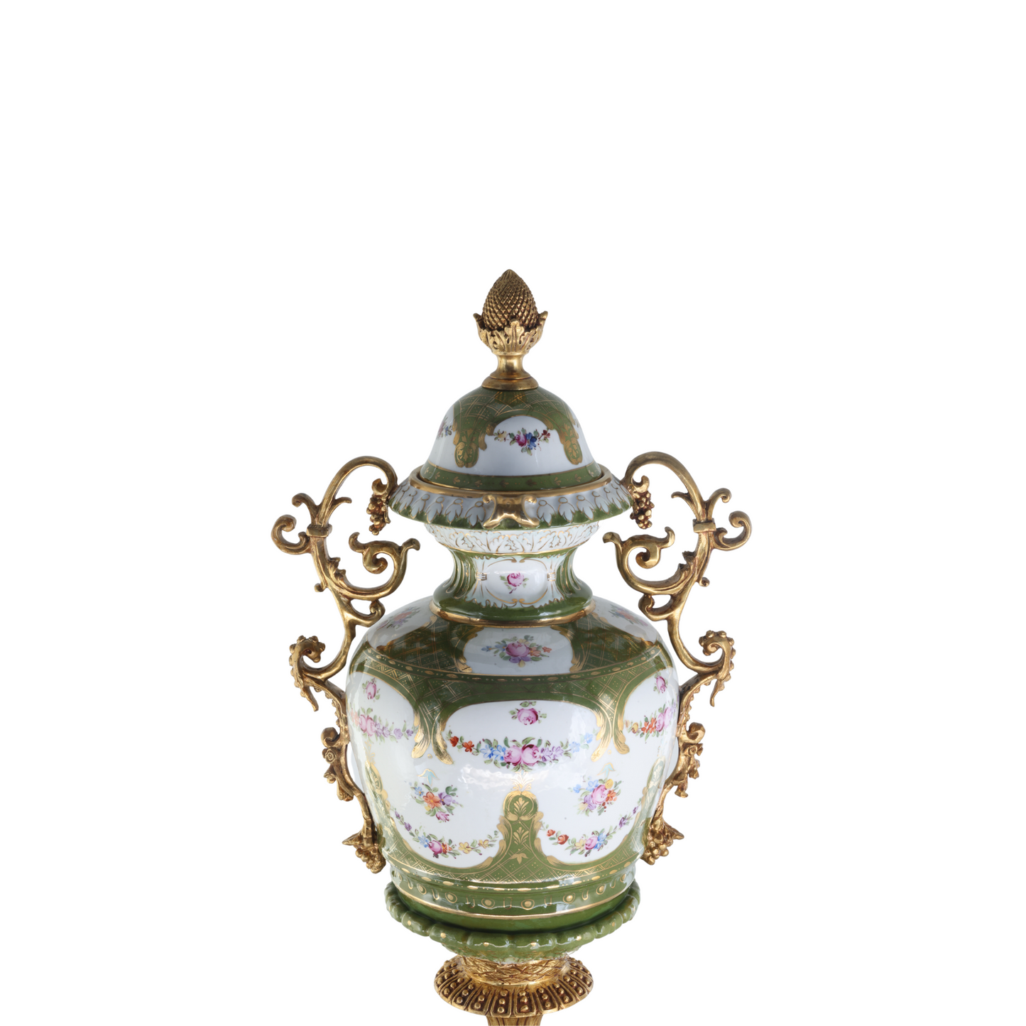 Bronze Handle Rococo Porcelain Vase