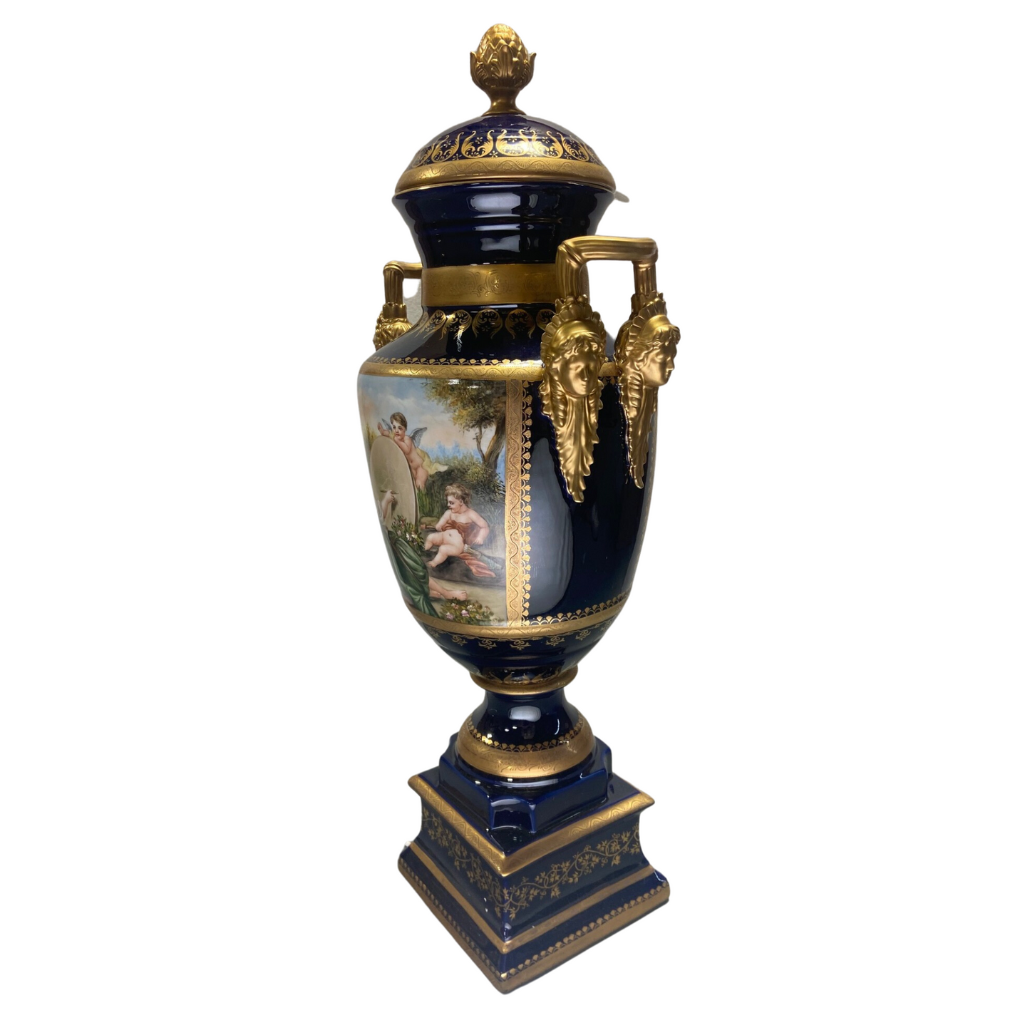 Gorgeous Hand-painted Porcelain And Bronze Vase