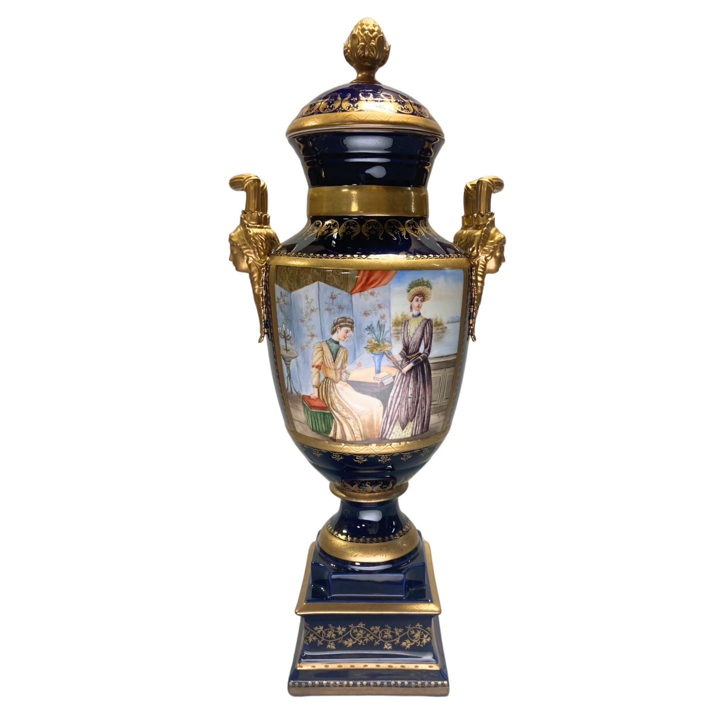Gorgeous Hand-painted Porcelain And Bronze Vase