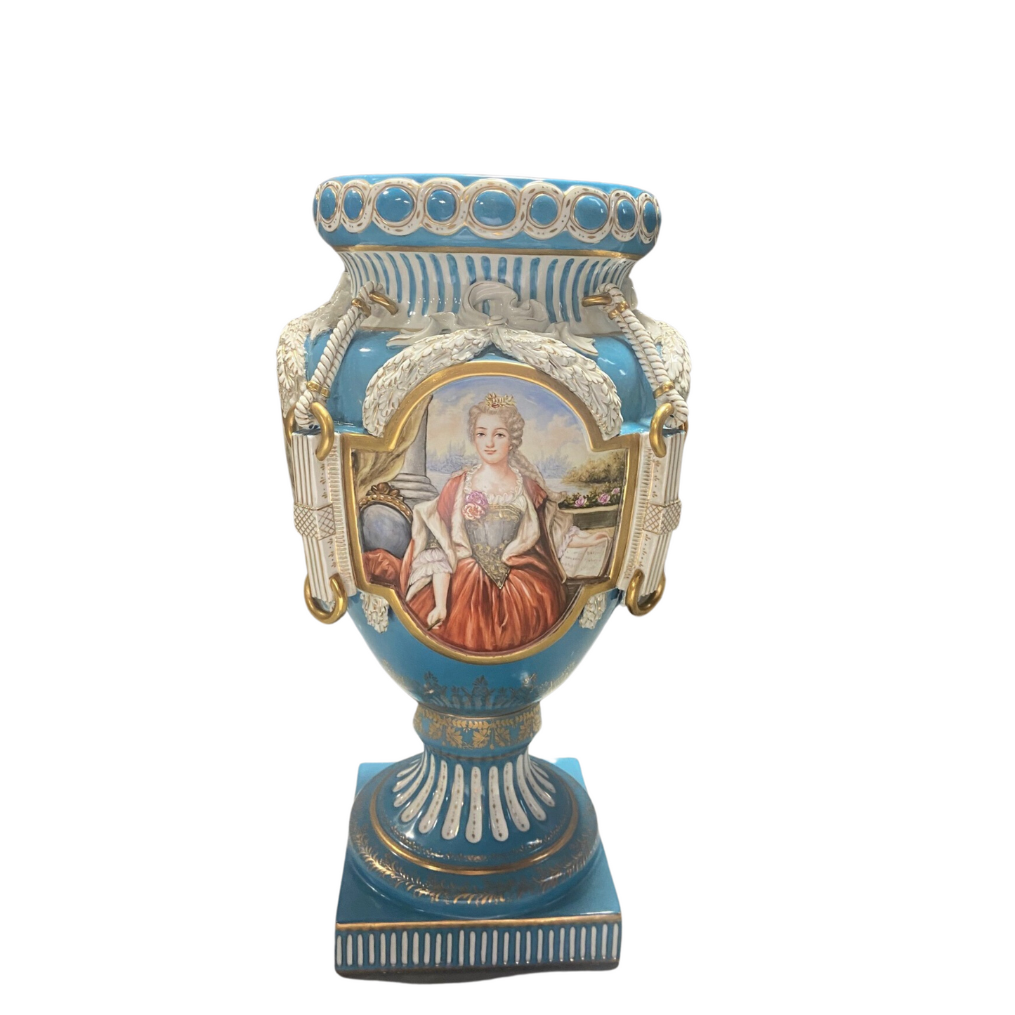 Hand Painted Rococo Style Porcelain Vase