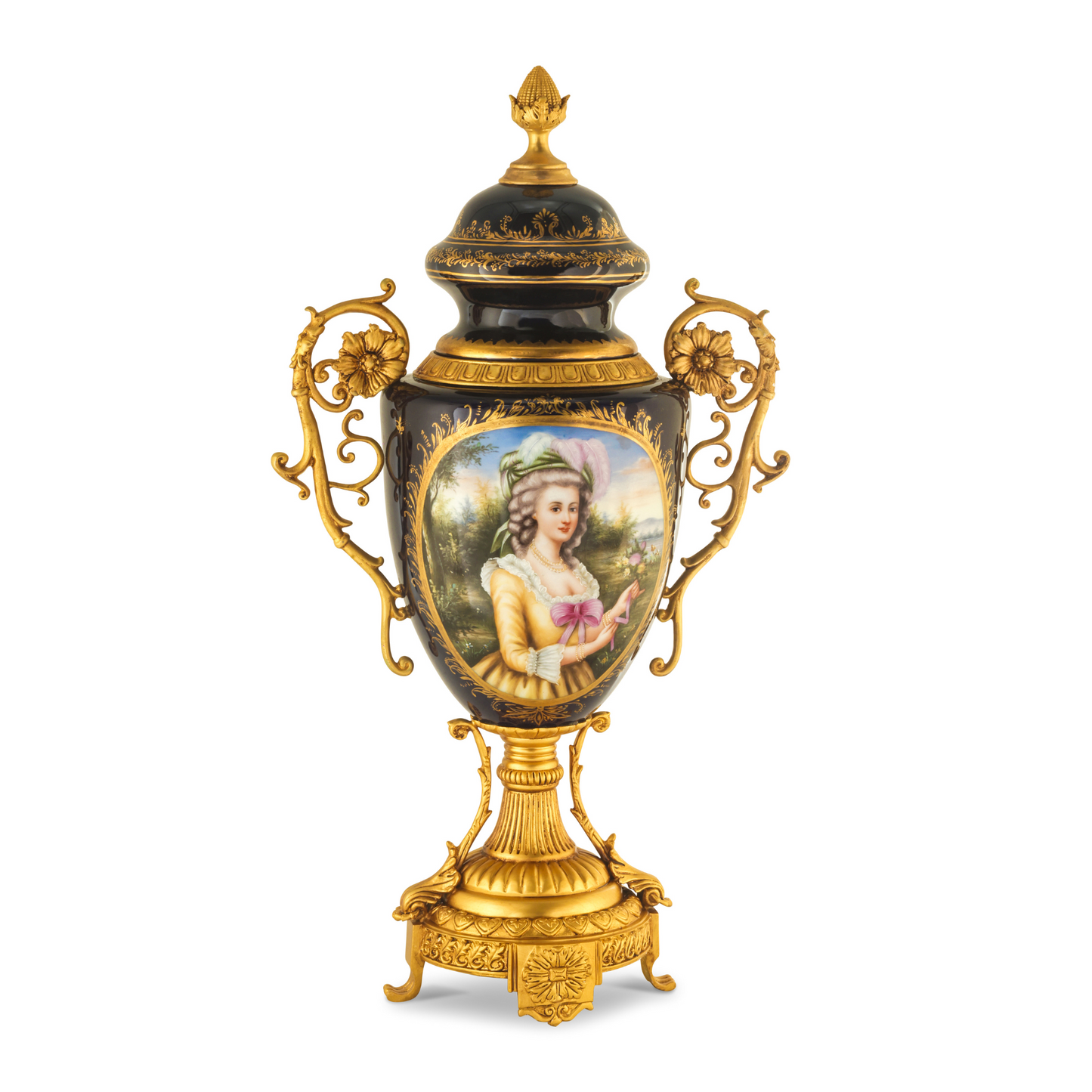 Bronze Handle Rococo Porcelain Vase