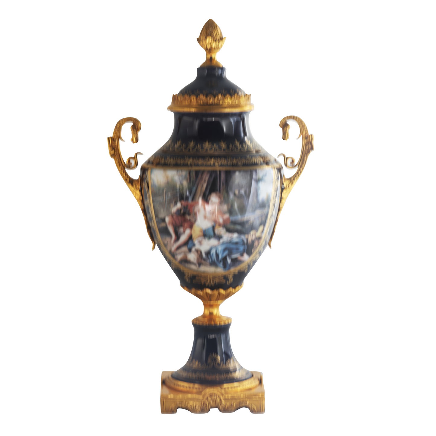 Bronze Handle Rococo Porcelain Vase