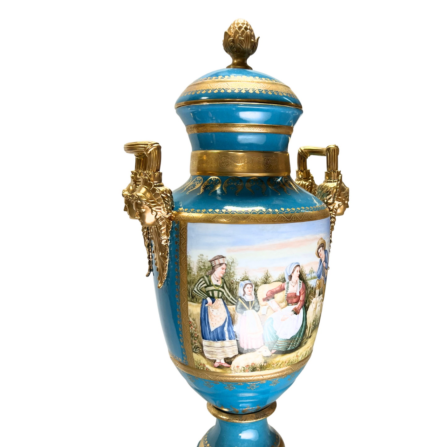 Gorgeous Hand-painted Porcelain And Bronze Vase