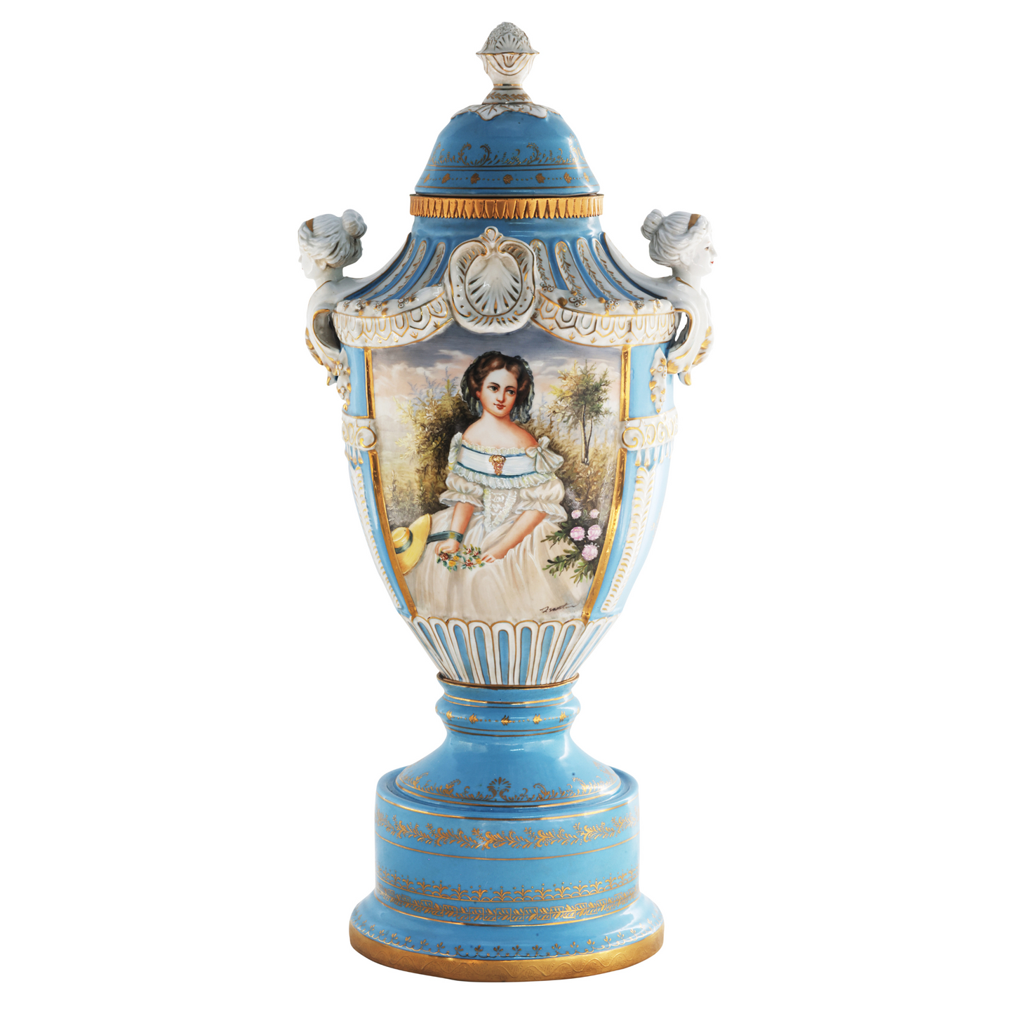 Precioso Jarrón de Porcelana Pintado a Mano