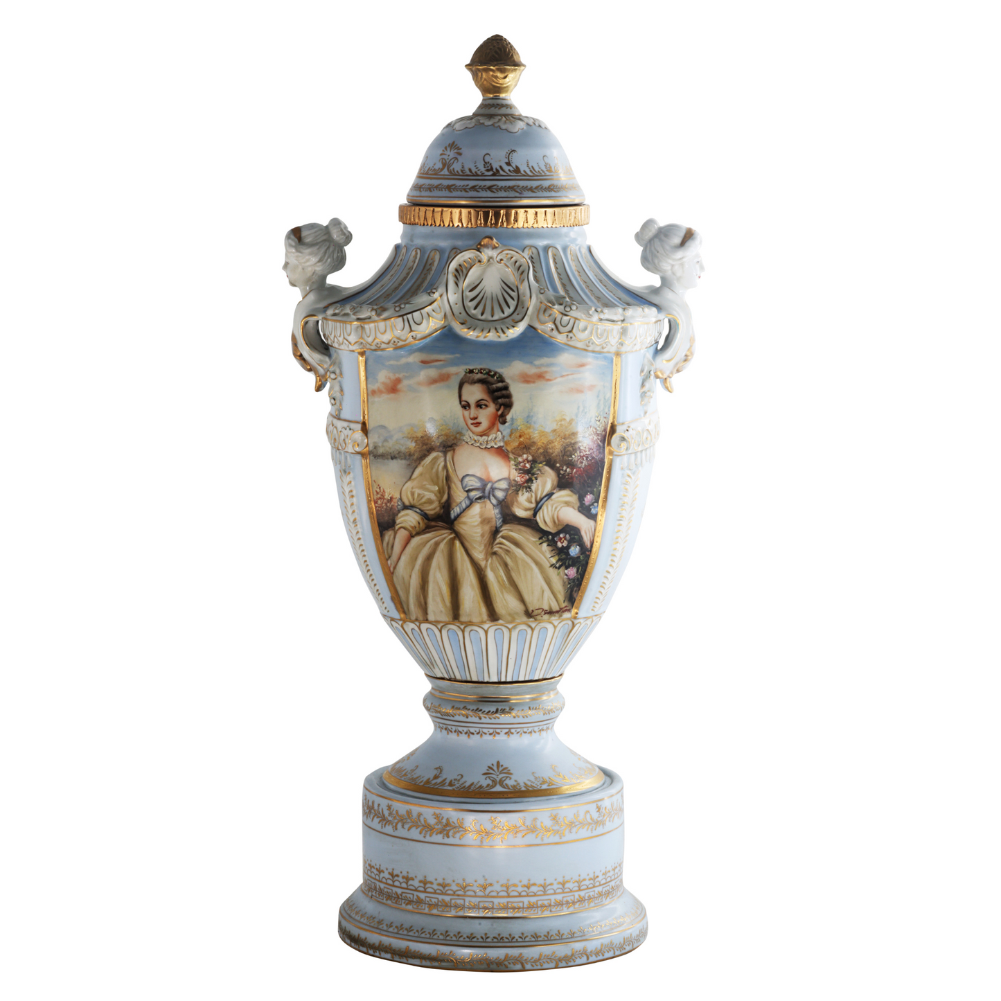 Precioso Jarrón de Porcelana Pintado a Mano
