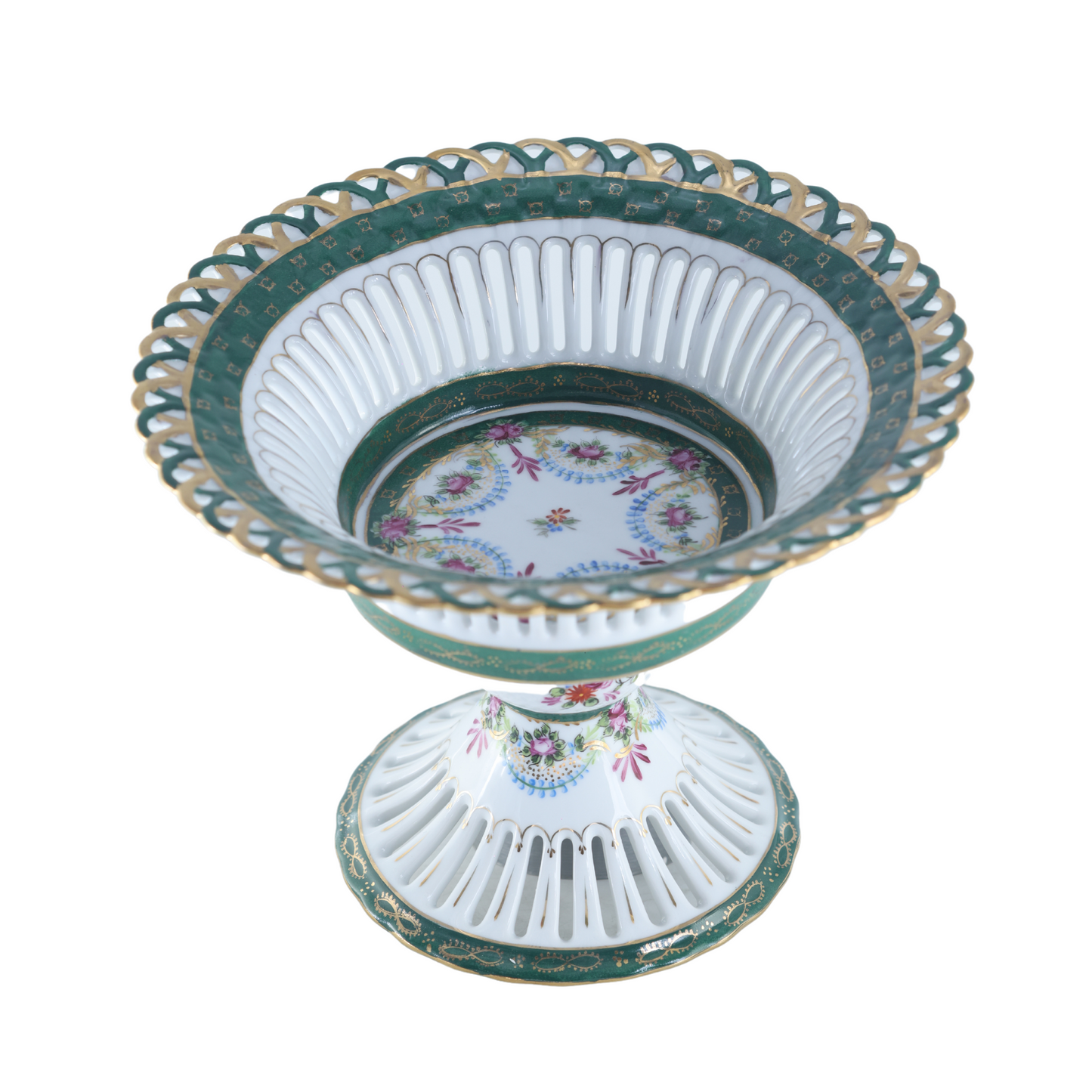 Hand-painted Decorative Fruit Bowl with Flower Motif