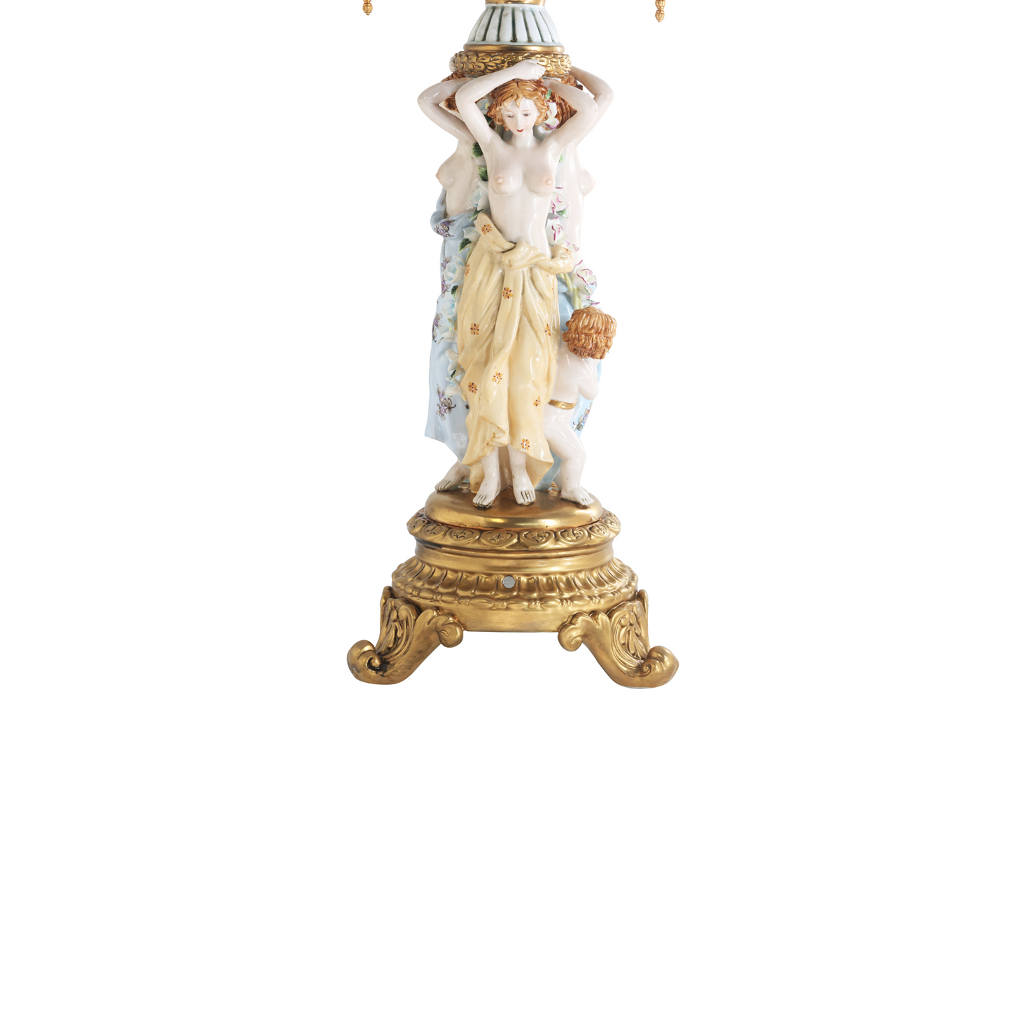 Four Cup Hand-Painted Candle Holder With Porcelain Lady