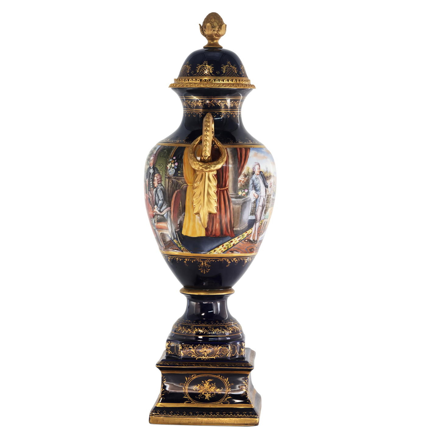Hand-paintedDark Blue Courtship Vase