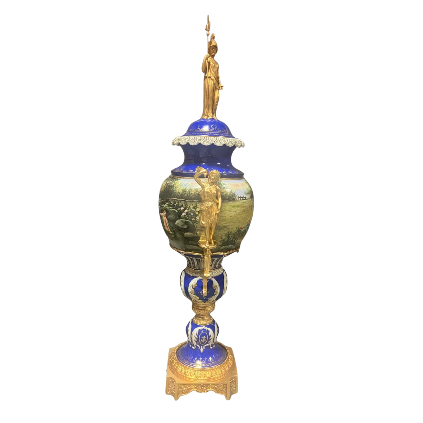 Unique Bronze Handle Porcelain Urn