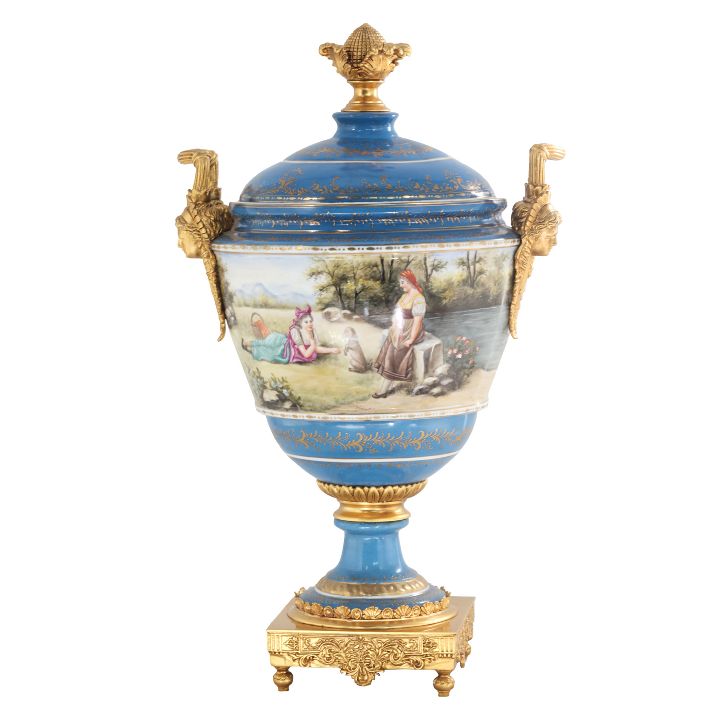 Tarro Porcelana Y Bronce