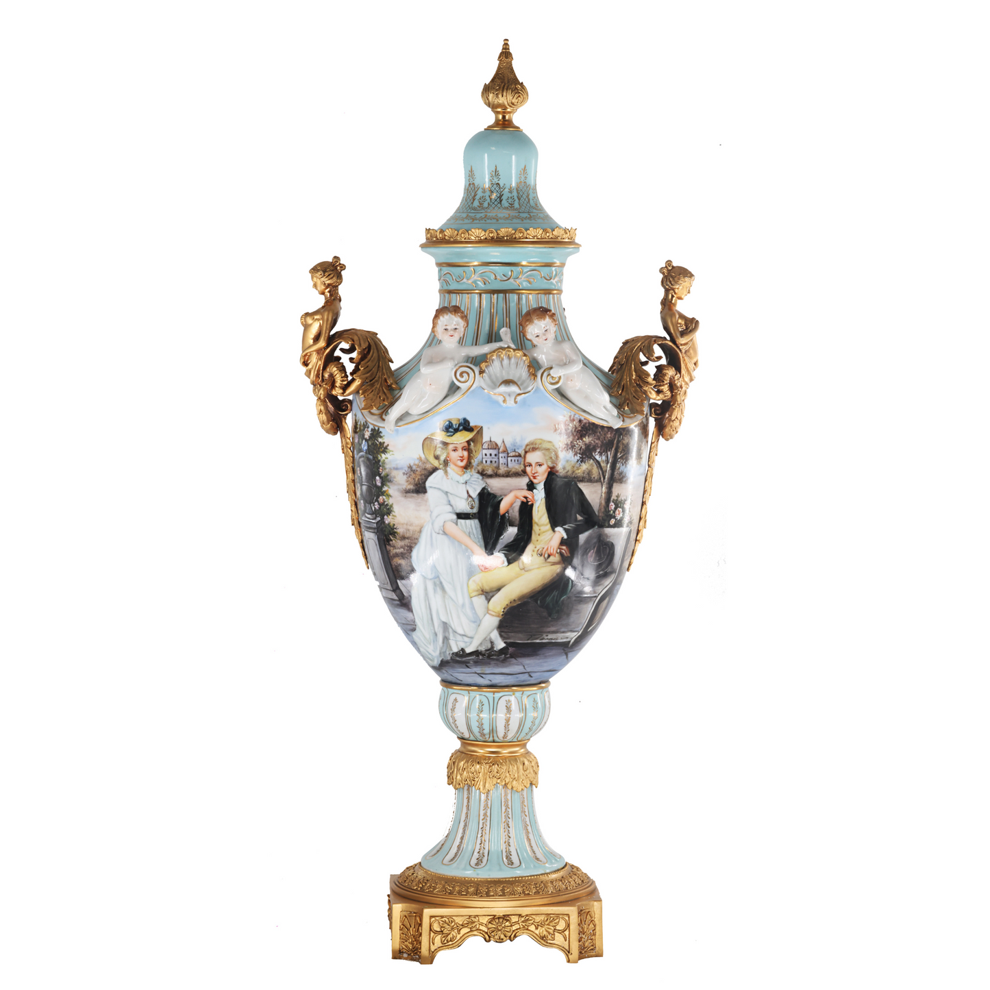 Gorgeous Rococo Style Hand-painted Porcelain Vase