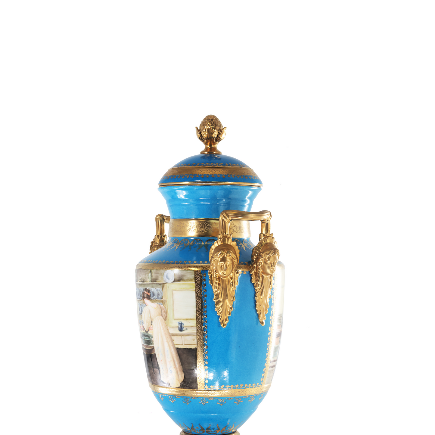 Gorgeous Hand-painted Porcelain And Bronze Vase