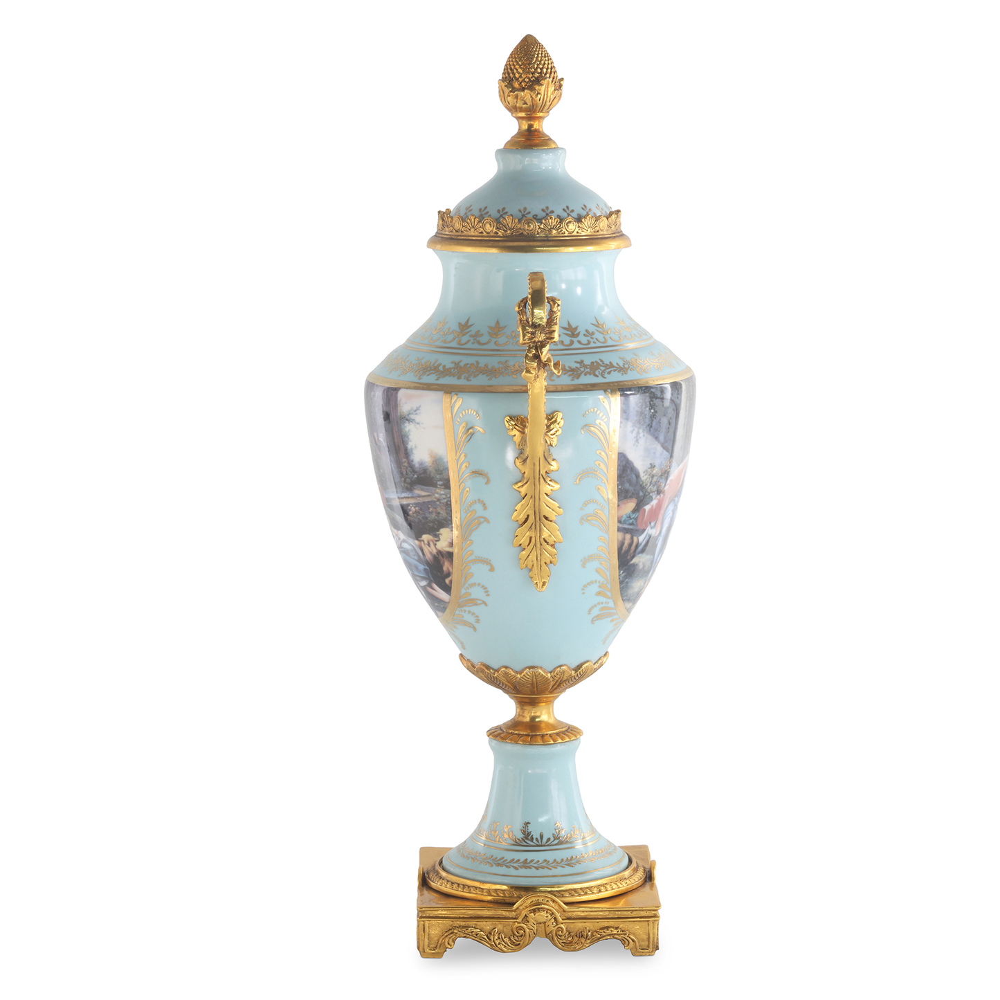 Bronze Handle Rococo Porcelain Vase