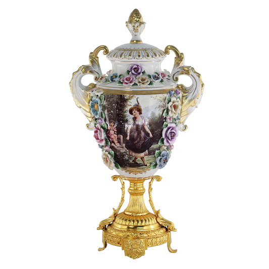 Baroque Hand-painted Motif Covered Jar