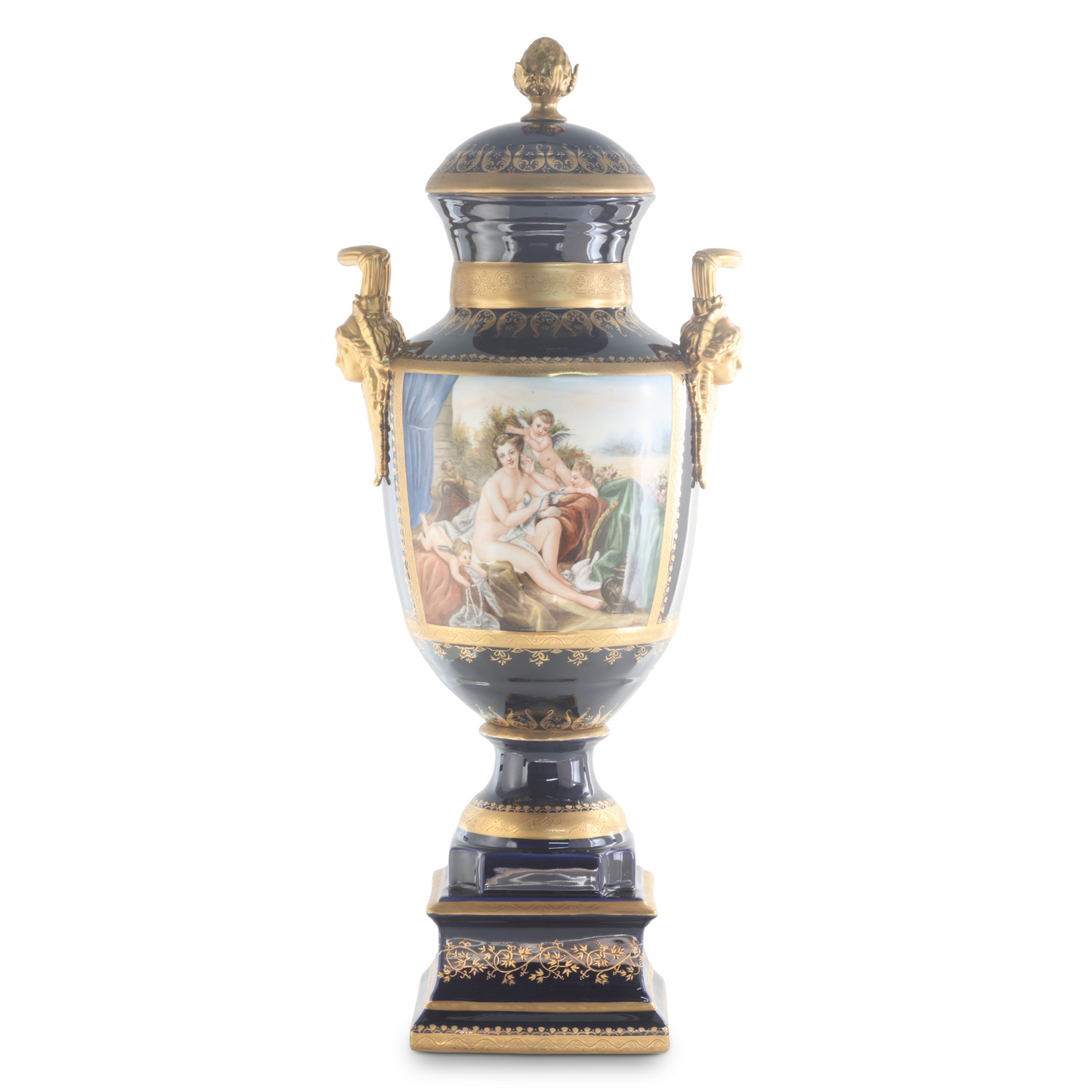 Gorgeous Mythological Hand-painted Porcelain And Bronze Vase