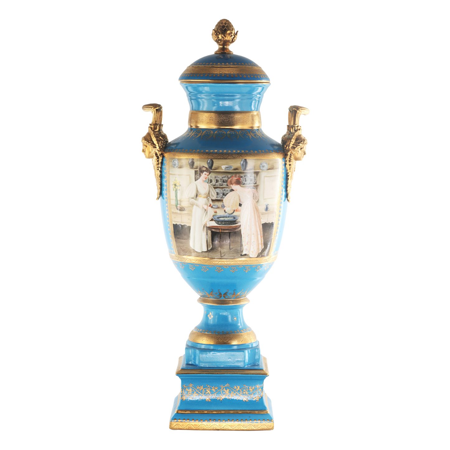 Gorgeous Hand Painted Porcelain And Bronze Vase