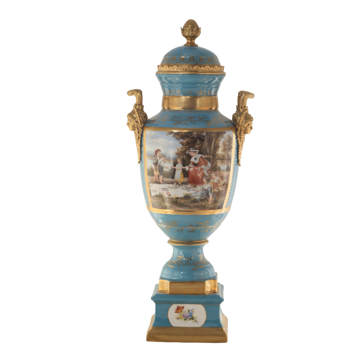 Hand-painted Porcelain Urn with Floral Motif