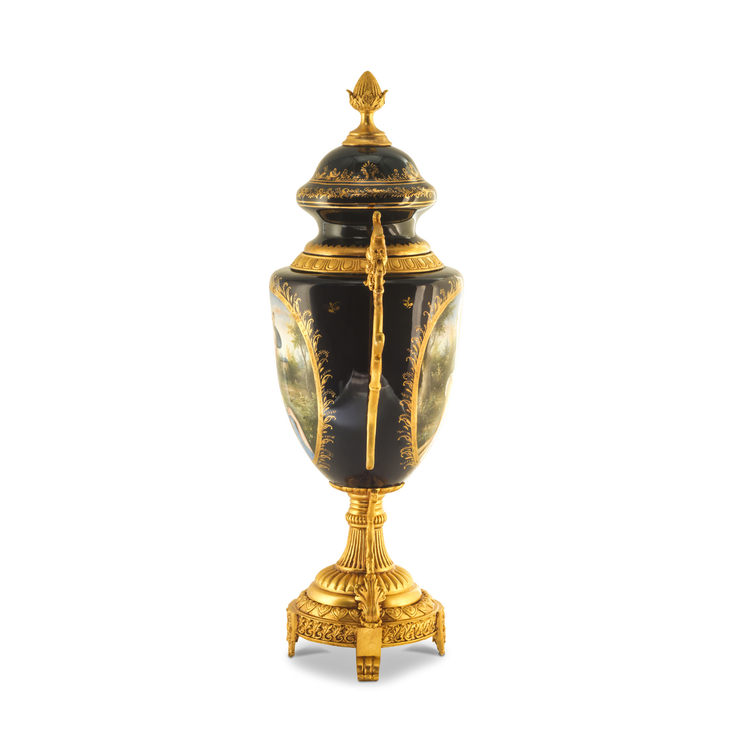 Bronze Handle Rococo Porcelain Vase