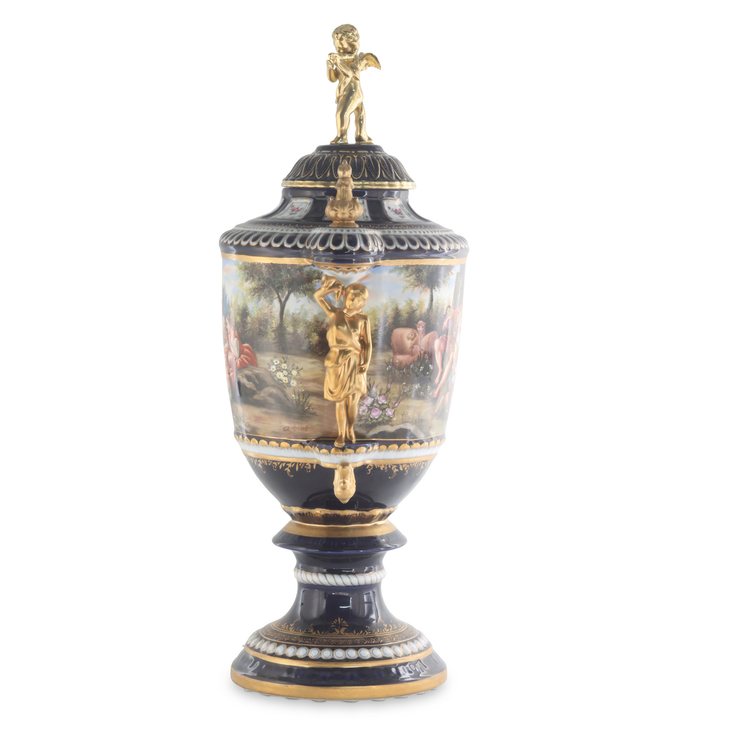 Porcelain Lady Handle mythological Urn