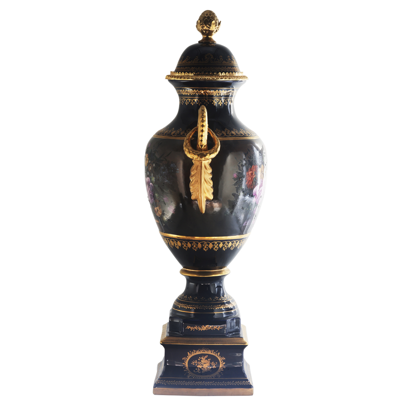 Hand-painted Porcelain Urn with Floral Motif
