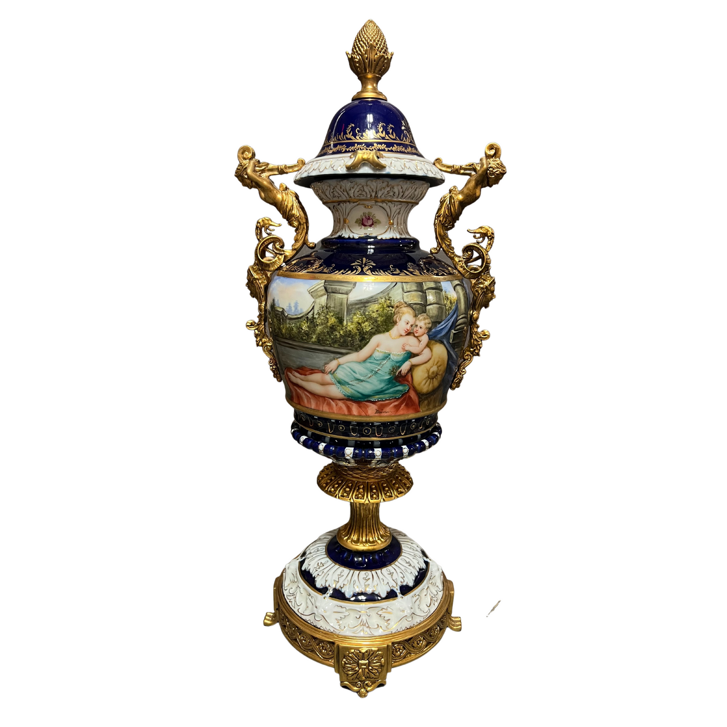 Bronze Handle Rococo Porcelain Vase