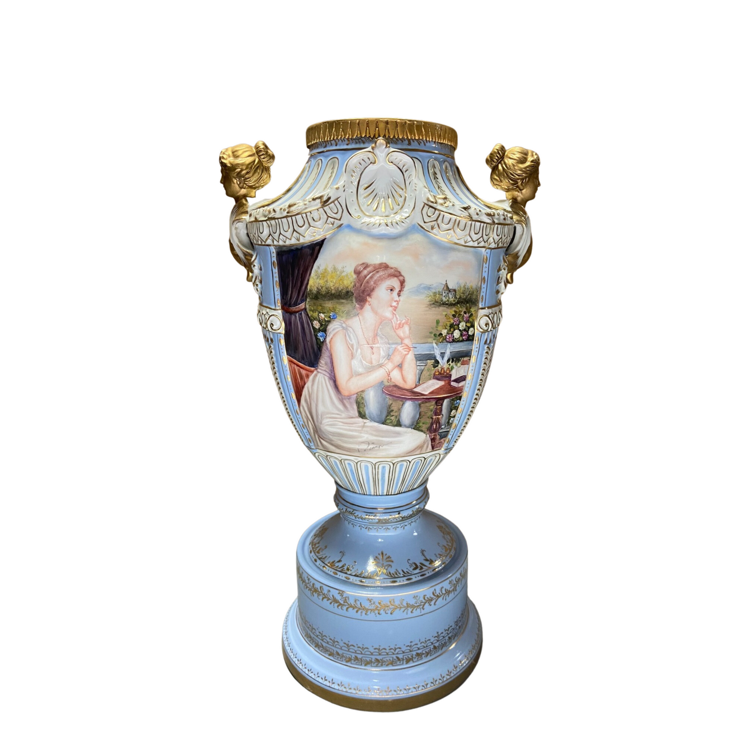Precioso Jarrón de Porcelana Pintado a Mano
