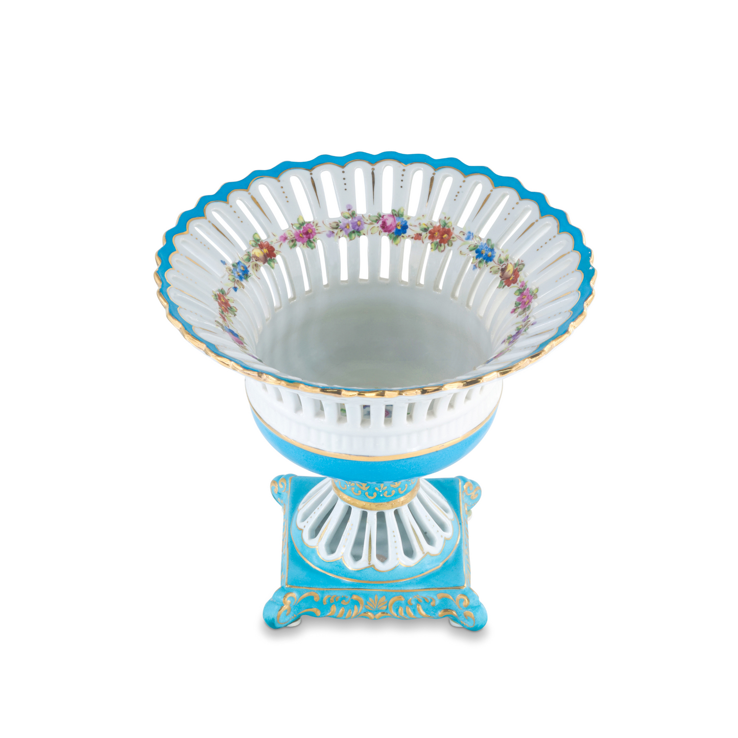 Decorative Fruit Bowl with Flower Motif