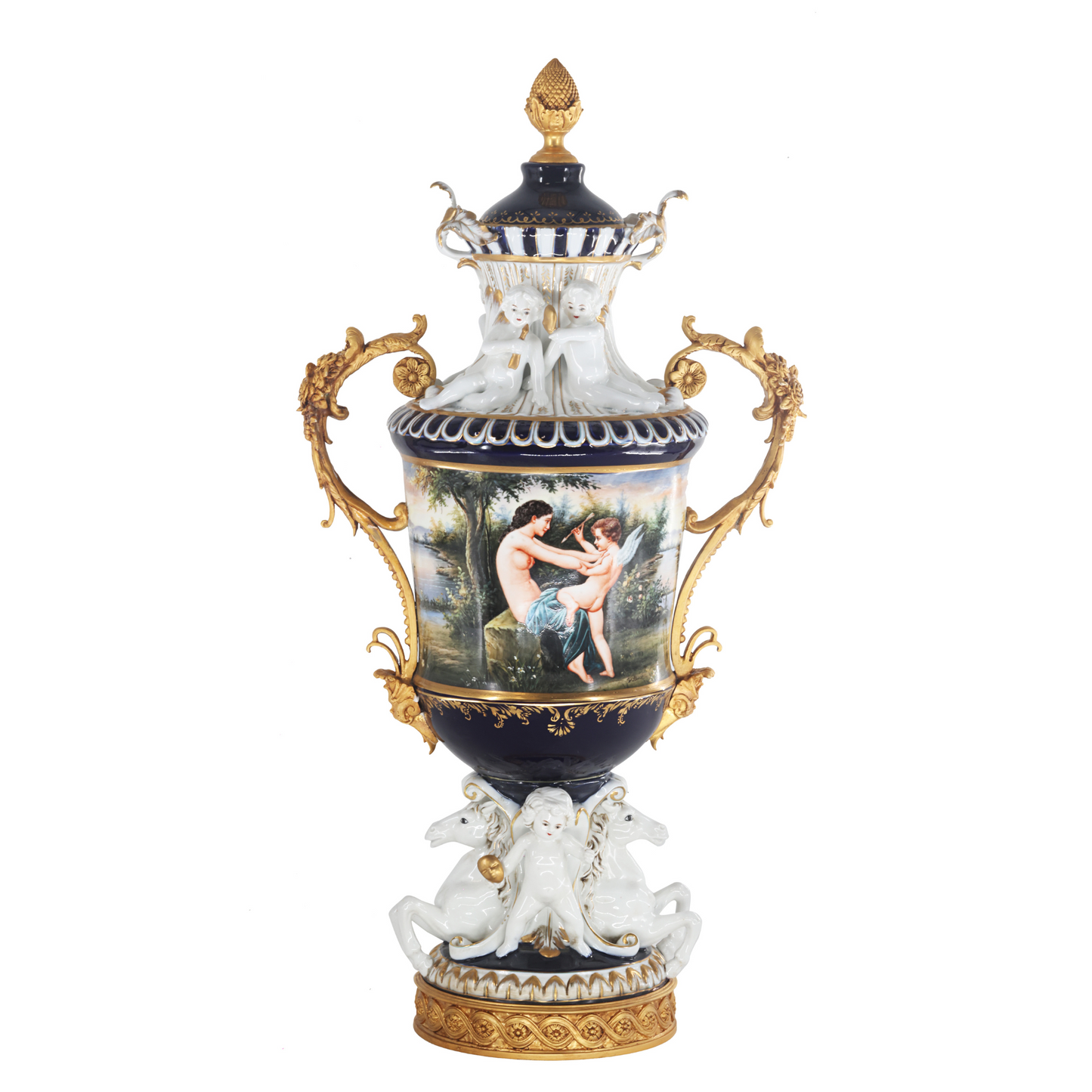 Bronze Handle Louis XV Style Porcelain Vase