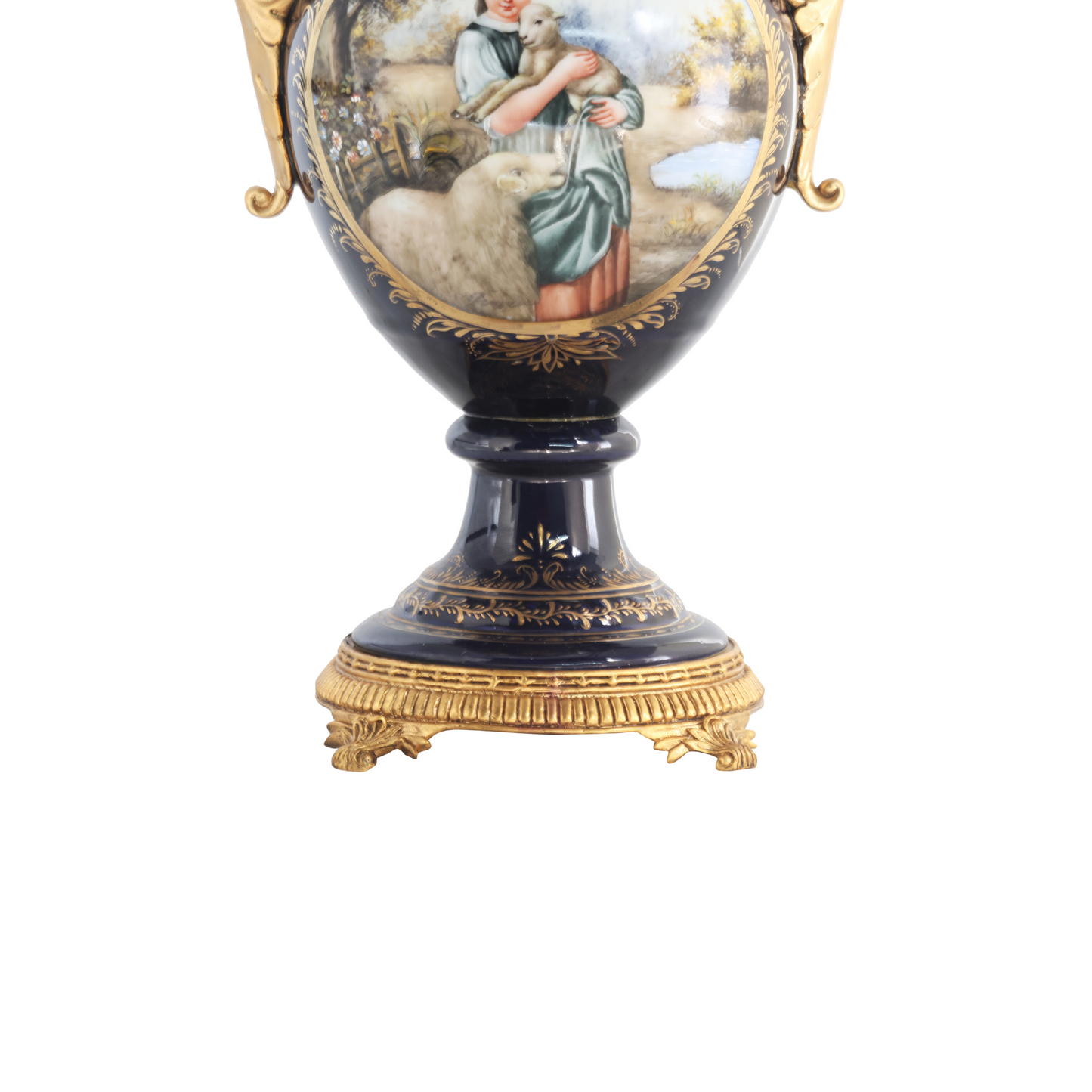 Bronze Mythological Handle Porcelain Urn
