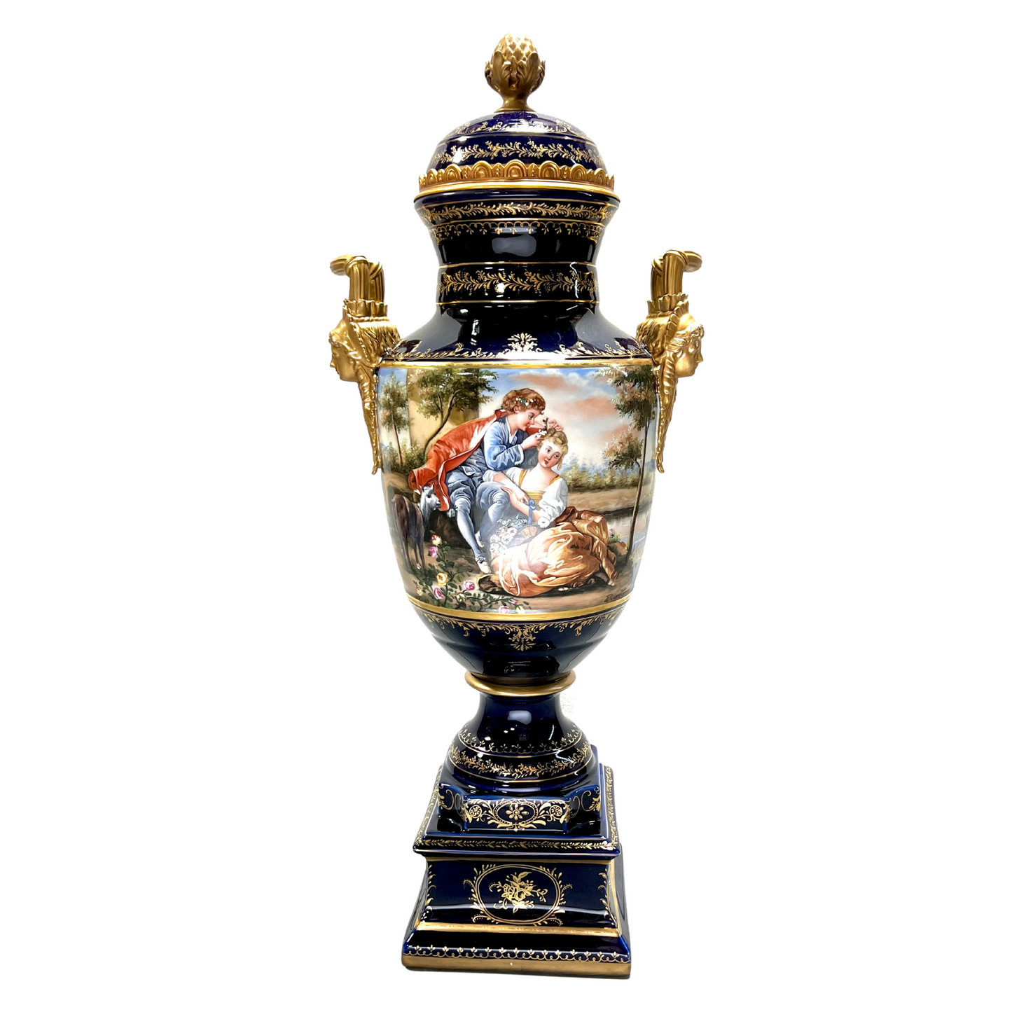 Gorgeous Hand-painted Porcelain And Bronze Vase