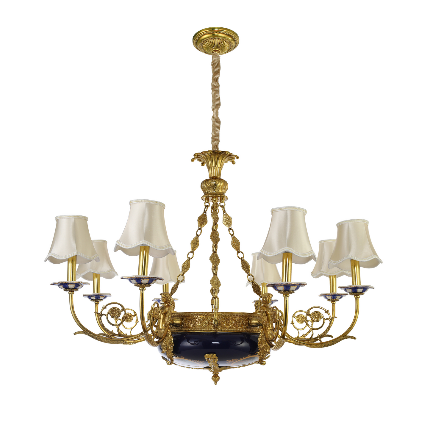 Louis XVI Style Porcelain Bowl Chandelier