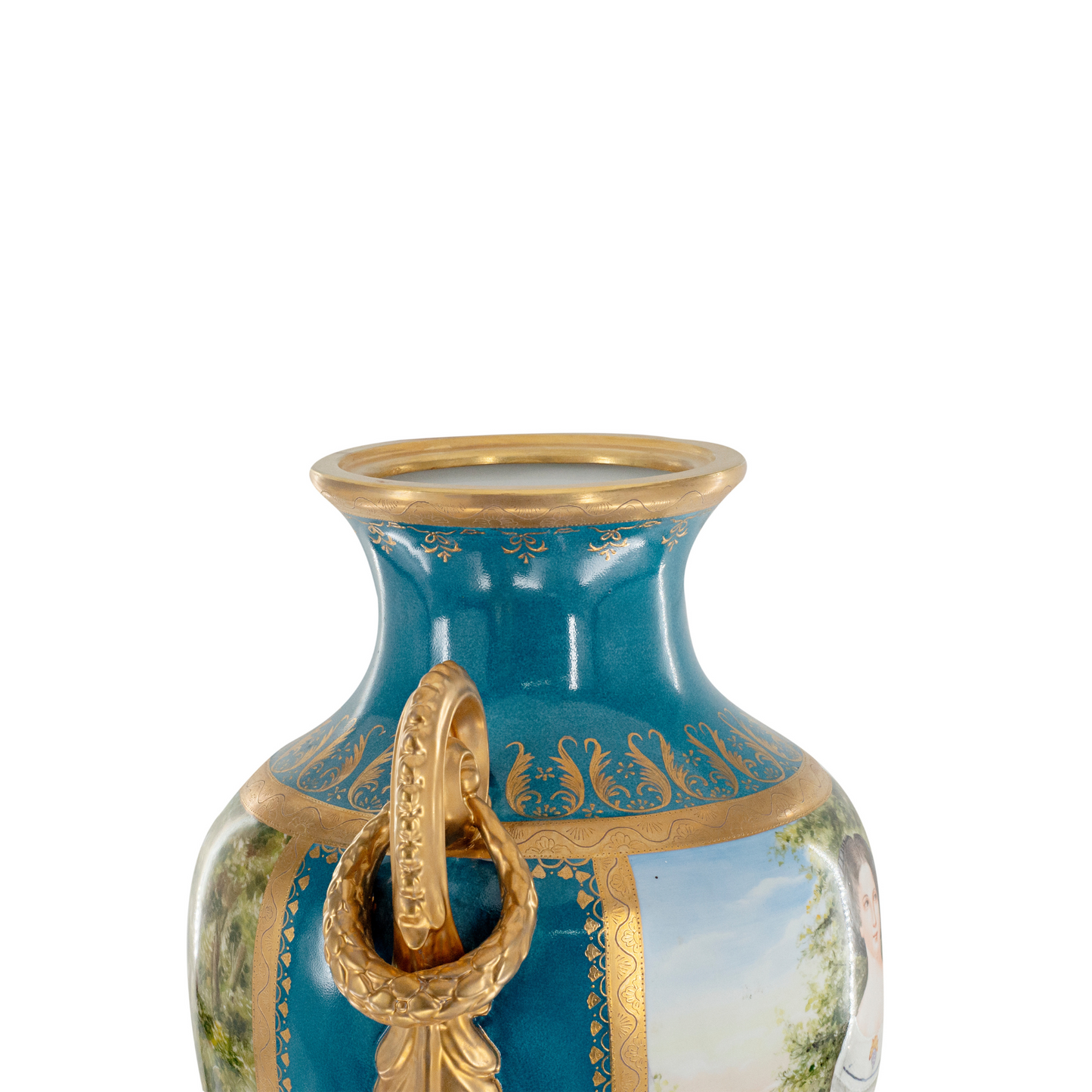 Gorgeous Hand-painted Porcelain And Bronze Vase