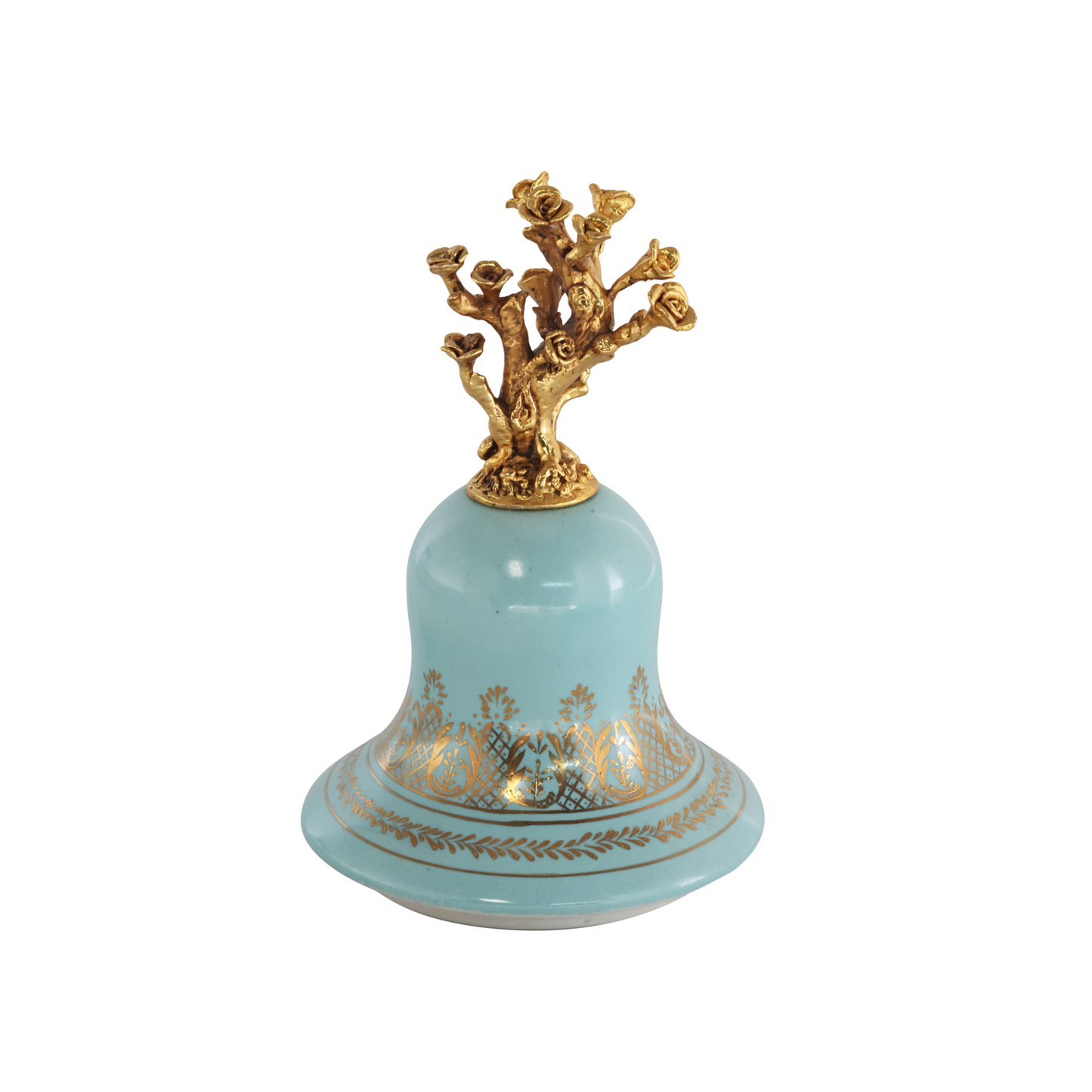 Hand-painted Porcelain Urn with Bronze Flowers