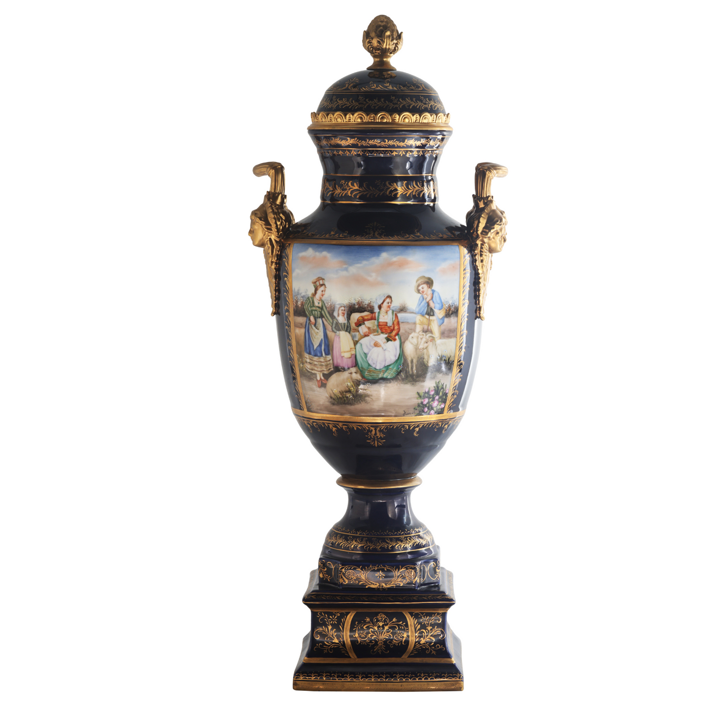Gorgeous Hand-painted Porcelain And Bronze Vase