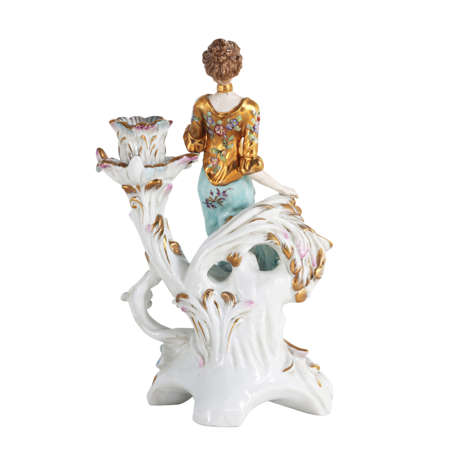 Pair of Hand-painted Porcelain Candlestick Holders
