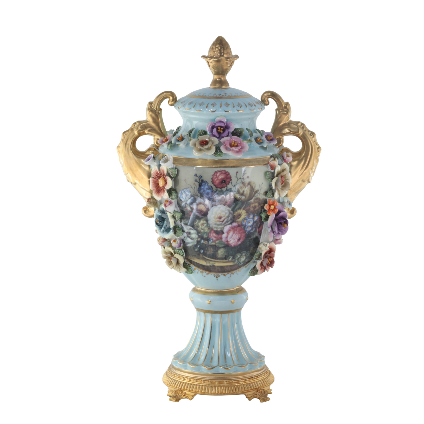 Baroque Hand-painted Motif Covered Jar