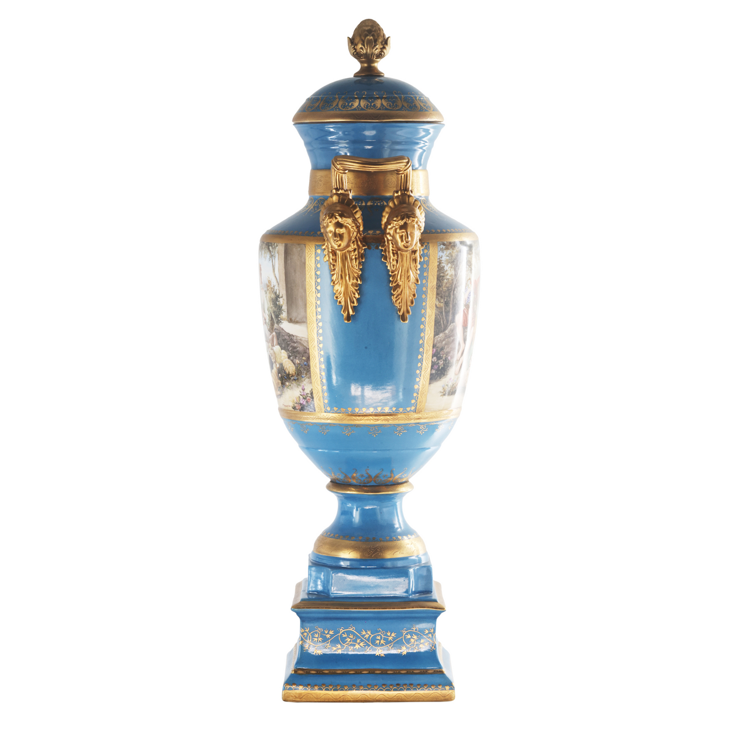 Hand-painted Porcelain Urn with Floral Motif