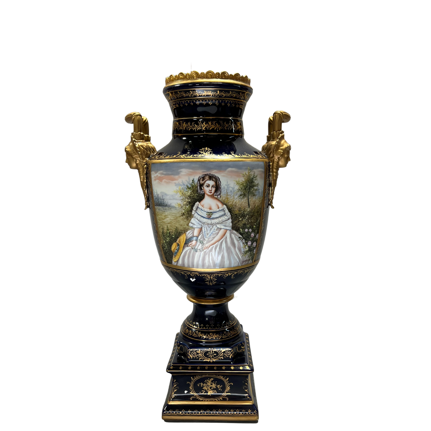 Gorgeous Hand-painted Porcelain And Bronze Vase