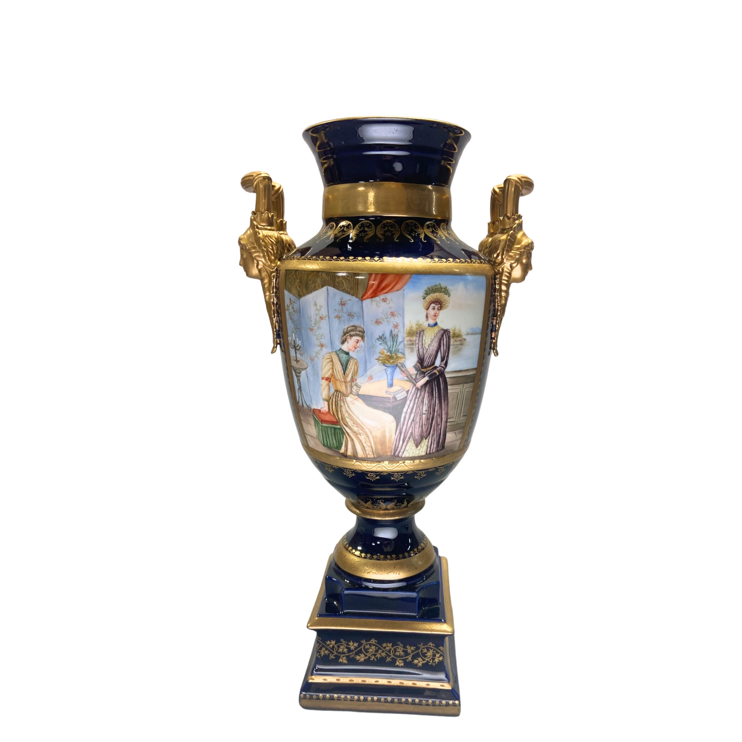 Gorgeous Hand-painted Porcelain And Bronze Vase