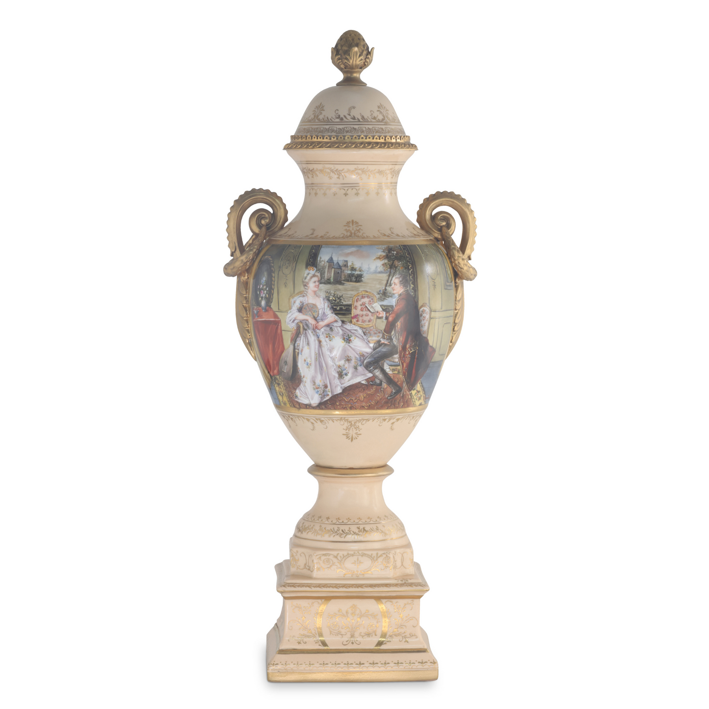 Gorgeous Hand-painted Porcelain And Bronze Vase